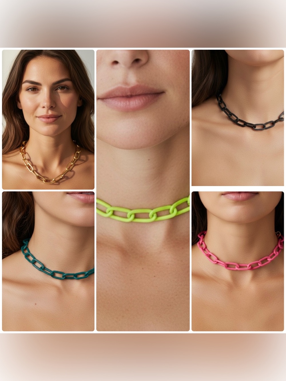 CHOOSE ONE - Paper Clip Necklace - Neon Green, Pink, Teal, Black, Gold